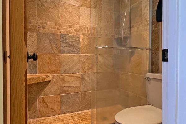 walk-in custom tiled shower