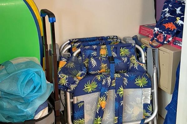 included beach chairs, boogie boards, etc