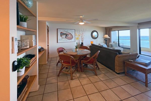 open floor plan with ocean view